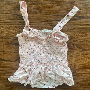NWOT | Garage Clothing | Pink Floral Smocked Peplum Top | Size XS
